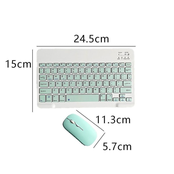 Ladattava Bluetooth näppäimistö ja hiiri -yhdistelmä Ultraohut kannettava kompakti langaton set Android Windows -tablettipuhelimelle Ipad Iosille light green