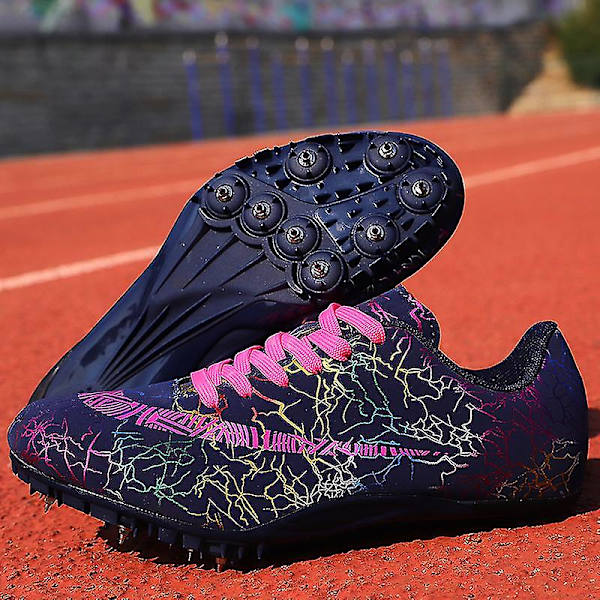 Herre atletiksko Spikes Track Race Jumping Sneakers Professionelle Running Nail Spikes Sko Hj259 Black 44