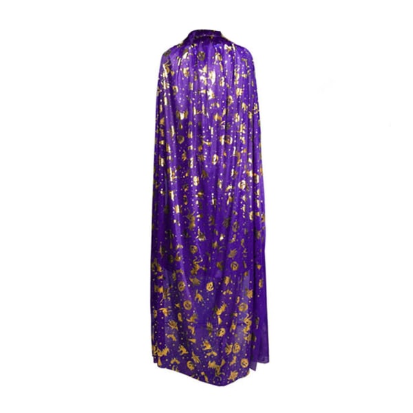 Halloween Cape Fint utförande Cosplay Kostym Dress Up Star Mönster Hatt För Halloween Julfester 150CM Purple