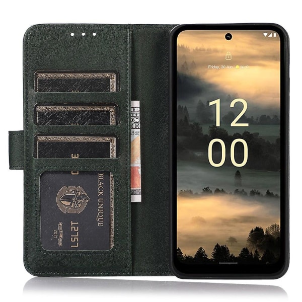 PU-nahkainen phone case Nokia XR21 -puhelimelle, lehmännahkakuvioinen cover lompakkotelineellä