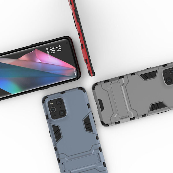 Til Oppo Find X3/find X3 Pro 2 I 1 Fuld beskyttelse Plast + Tpu Combo Hybrid Telefon Protector Cover Case med Kickstand Blue