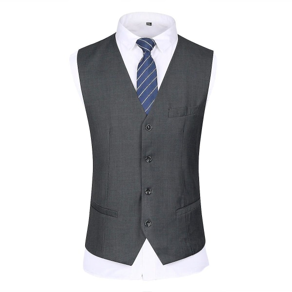 Herredragt til bryllupsfest Middag 3-delt Business Suit Blazer Vest Bukser 9 farver Dark Grey 3XL