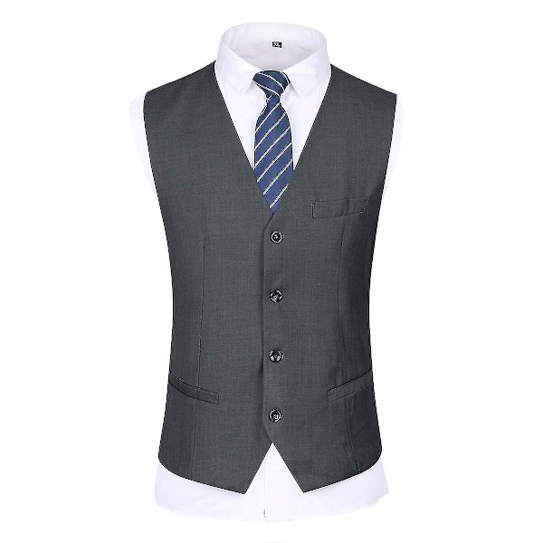 Herredragt til bryllupsfest Middag 3-delt Business Suit Blazer Vest Bukser 9 farver Dark Grey 3XL