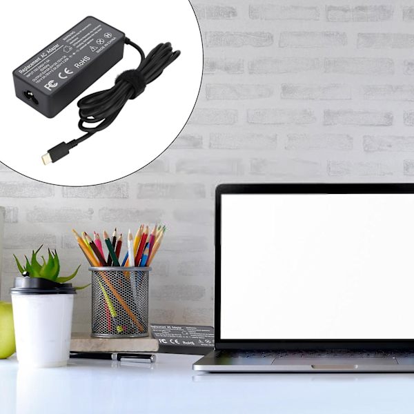 65w Type-c laptopladdare Snabbladdning Automatisk upptäckt Universal power Kompatibel Lenovo T480 T490 T490s T480s Black