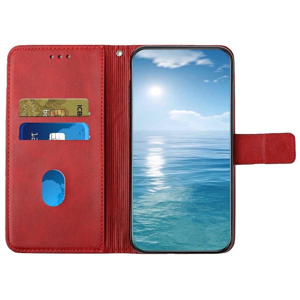 Til Samsung Galaxy A15 5G etui ensfarvet pung læder telefoncover Red Style E Samsung Galaxy A15 5G