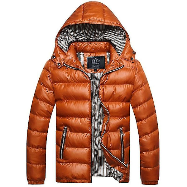 Men Puffer Bubble Coat Vintervärmare vadderad vadderad jacka ytterkläder Golden Yellow M