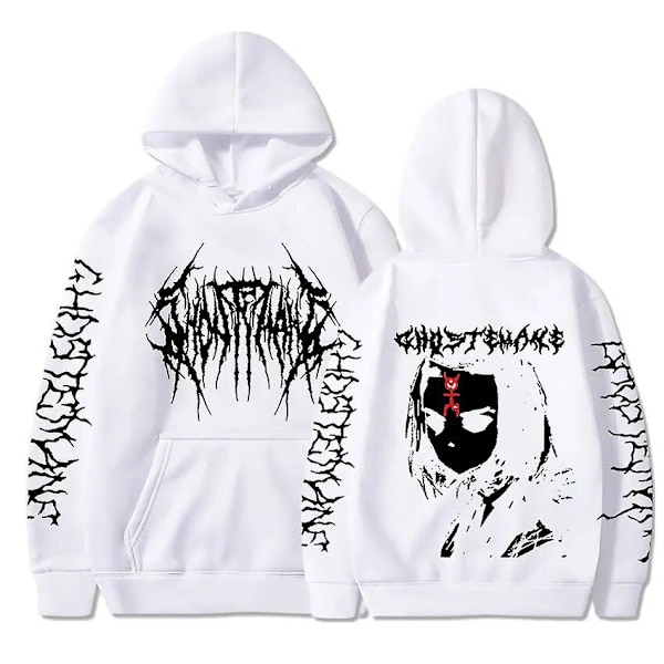 Ghostemane Metal Rock Style Huppari Miesten Muoti Gothic Pusero Puserot Miehet Naiset Hip Hop Ylisuuri Hupullinen Fleece Streetwear Musta M