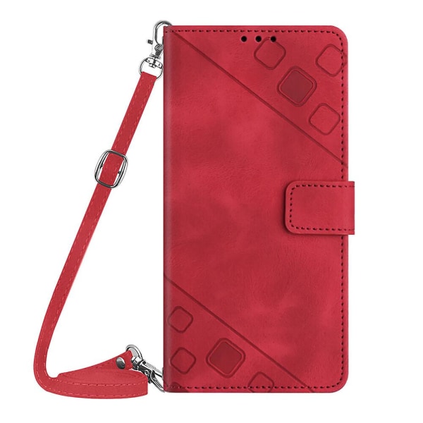 Case till Iphone 13 Mini med långhalsband Läder Flip Cover Kompatibel med Iphone 13 Case Red