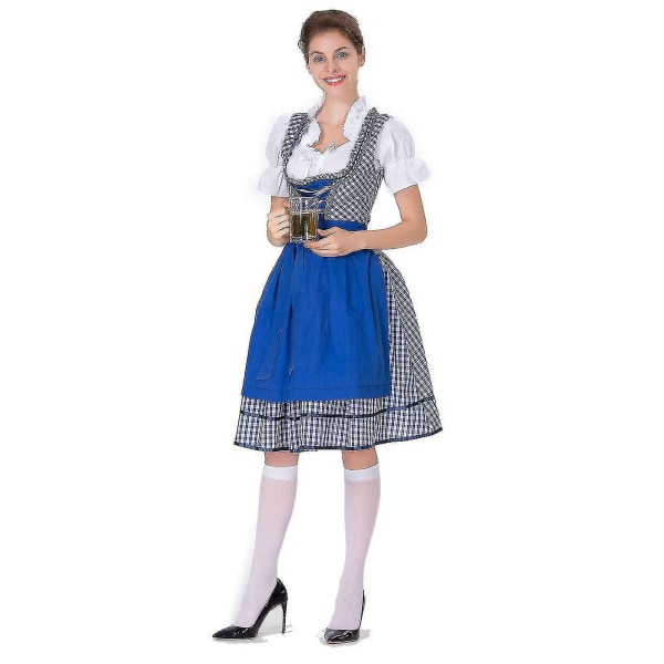 Myydyin naisten Oktoberfest-asu Saksalainen Dirndl-mekko-asumekko Baijerin karnevaalibileet 50 % tarjous-i Blue S