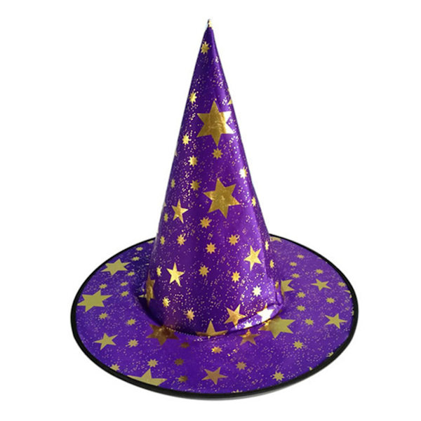 Halloween Cape Fint håndværk Cosplay kostume Dress Up Star Pattern Hat til Halloween julefester 35cm Purple