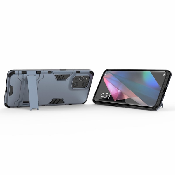 Til Oppo Find X3/find X3 Pro 2 I 1 Fuld beskyttelse Plast + Tpu Combo Hybrid Telefon Protector Cover Case med Kickstand Blue