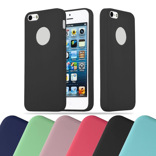 iPhone 5 / 5S / SE 2016 Hülle Handy Cover TPU- case - Matt Farben CANDY BLACK iPhone 5/5S/SE 2016