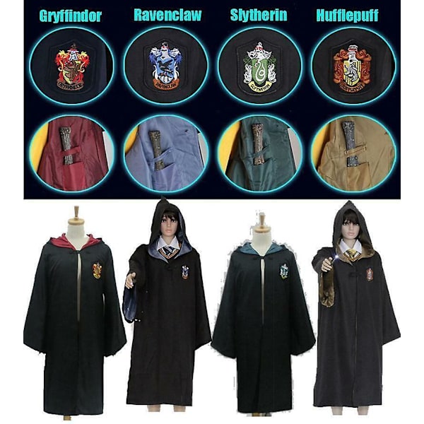 Harry Potter Magic Robe Cosplay-asu Viitta Lasten roolileikkejä Slytherin greenTie 135cm