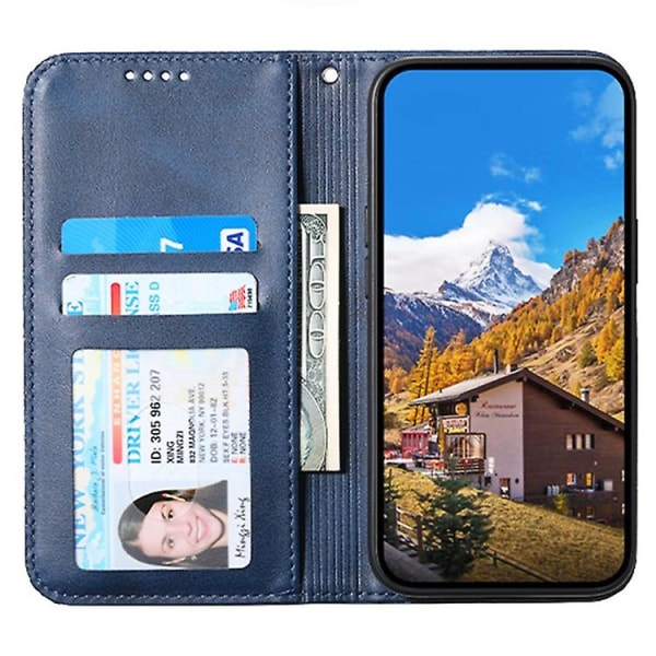 För Oppo A79 5g / A2 5g Case Calf Texture Pu Läder+tpu Stativ Cover Blue