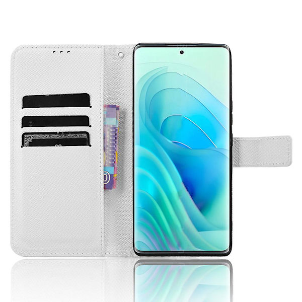 Til Itel S23+ S681l Taske Pung Pu Læder Stand Diamond Texture Telefon Cover White