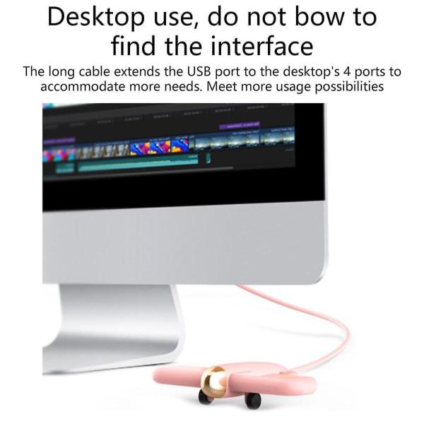 USB 2.0 Hub 4 Port Multiple Expander 2.0 latausportilla, pistokkeella ja pelaamiseen White