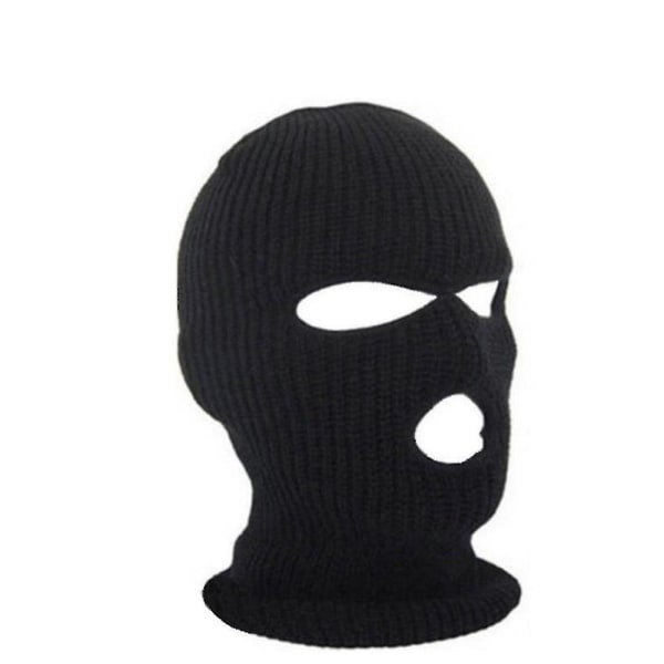 Uusi 3-reikäinen kokokasvohiihtomaski cap Balaclava hupullinen pipo lämmin taktinen hattu Double hole gray