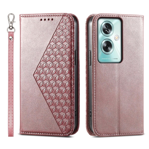 För Oppo A79 5g / A2 5g Case Calf Texture Pu Läder+tpu Stativ Cover Rose Gold