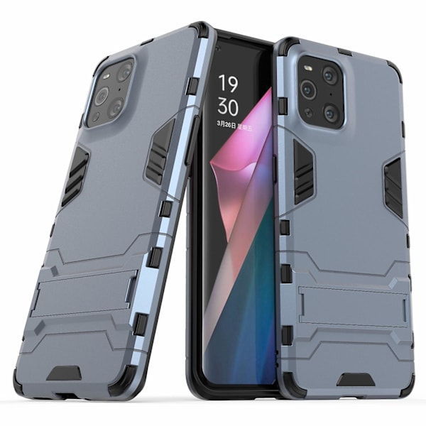 Til Oppo Find X3/find X3 Pro 2 I 1 Fuld beskyttelse Plast + Tpu Combo Hybrid Telefon Protector Cover Case med Kickstand Blue