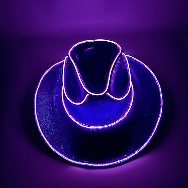 Disco Luminous Led Bride Cowgirl Hat Glødende Lys Bar Cap Polterabendrekvisita Blinkende Neon Western Cowboy Hat Purple