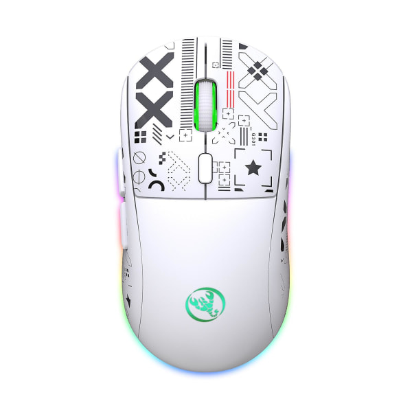 2,4ghz Bluetooth trådløs mus gaming mus 3 mode Rgb baggrundslys trådløs optisk usb gaming mus 3600 dpi genopladelige mute mus White