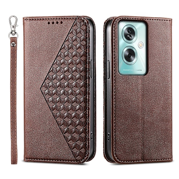 För Oppo A79 5g / A2 5g Case Calf Texture Pu Läder+tpu Stativ Cover Brown