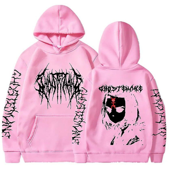 Ghostemane Metal Rock Style Huppari Miesten Muoti Gothic Pusero Puserot Miehet Naiset Hip Hop Ylisuuri Hupullinen Fleece Streetwear Musta XL