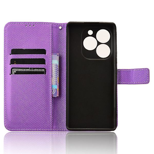 Til Itel S23+ S681l Taske Pung Pu Læder Stand Diamond Texture Telefon Cover Purple
