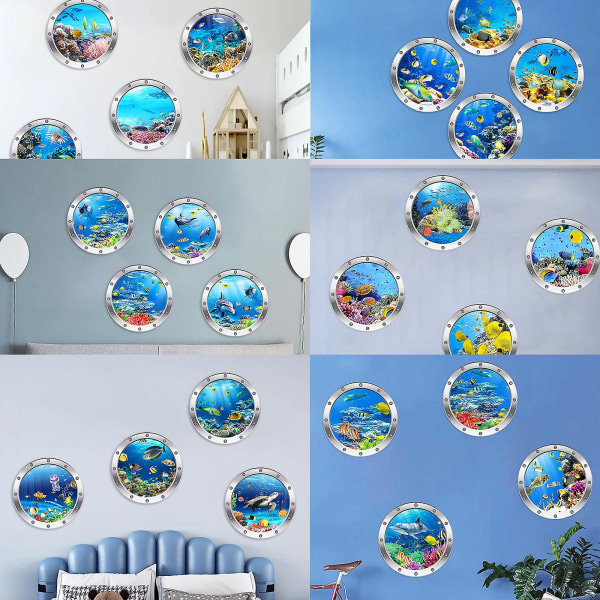 4cps 3d koøje undervands vægklistermærker Badeværelse Sea Life Animal Decal Vinyl plakat, 100% ny E