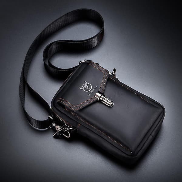 Læder mobiltelefon Bt taljetaske Black