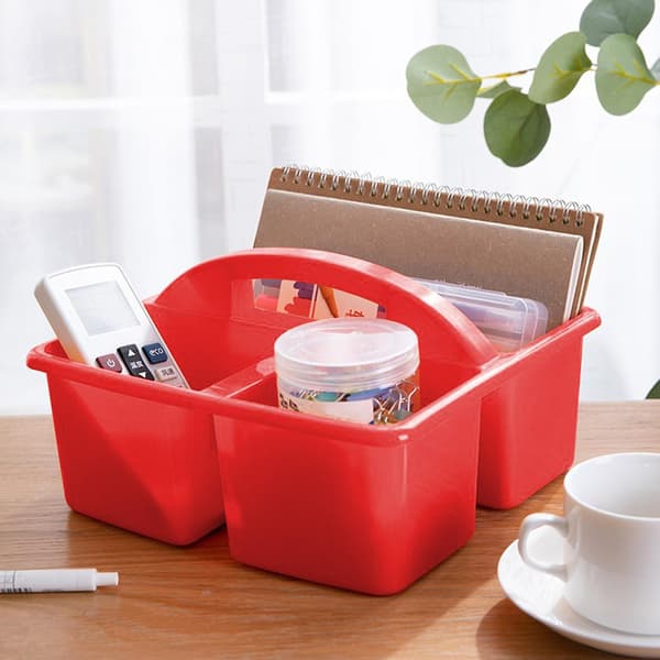 3 styks skrivebordsrum Caddy Holder Stabelbar Case Rød Orange Gul