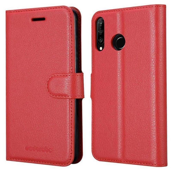 Huawei P30 LITE Handy Hülle Cover Case - mit Kartenfächer und Standfunctionn CARMINE RED P30 LITE