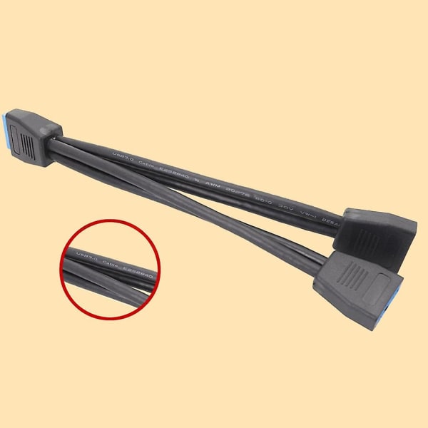 USB 3.0 Header jatkokaapeli, 19/20 Pin 1 - 2 Y Splitter jatkosovitin