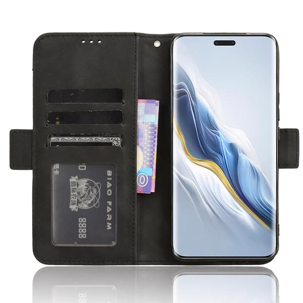 Lædercover til Honor Magic6 Pro 5G Case Stand Multiple Card Slots Case - Brun Black Style D Honor Magic6 Pro 5G