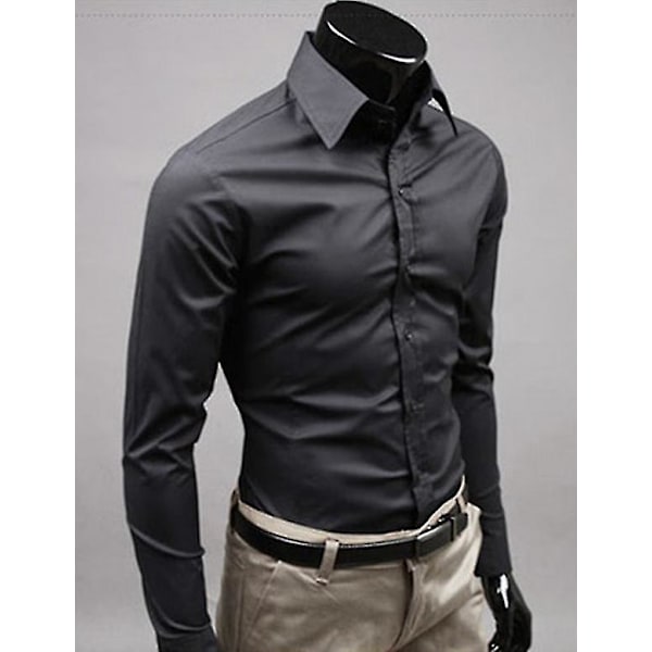 Luksuspaidat Miesten Casual Kaulus Muodollinen Slim Fit Paidat Topit Black M