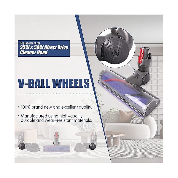 Udskiftning af kuglehjul til V6 V7 V8 V10 V11 V12 DC58 Støvsuger 35W 50W Direct Drive Cleaner Head Hjul Dele gray