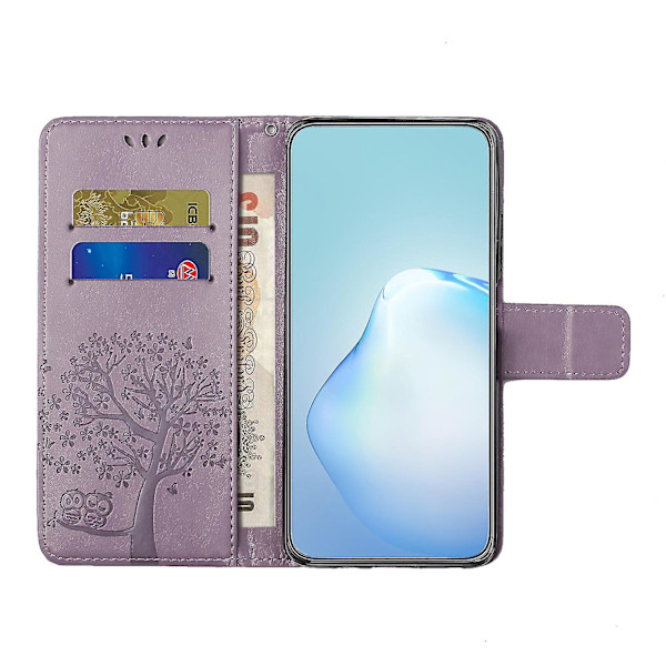 For Honor X6a 4g Owl Tree Imprinted Pu Læder Stand Wallet Case Fuld beskyttelse Telefon Cover Purple