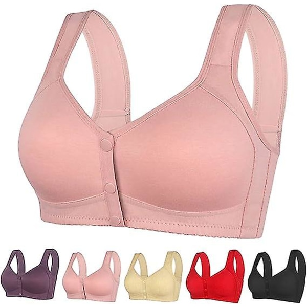 Daisy BH Frontstängning, Dam Daisy BH, BH med tryckknappar fram utan bygel Push Up Högt stöd Sport Push Up BH Pink 6XL