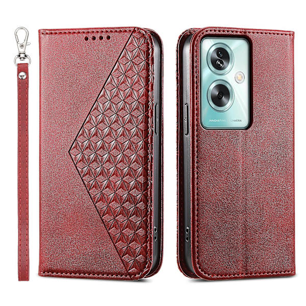 För Oppo A79 5g / A2 5g Case Calf Texture Pu Läder+tpu Stativ Cover Red