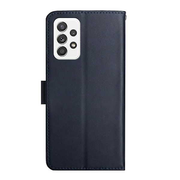 För Samsung Galaxy A53 5g äkta läder Fingeravtryckssäkert horisontellt flip phone case Blue