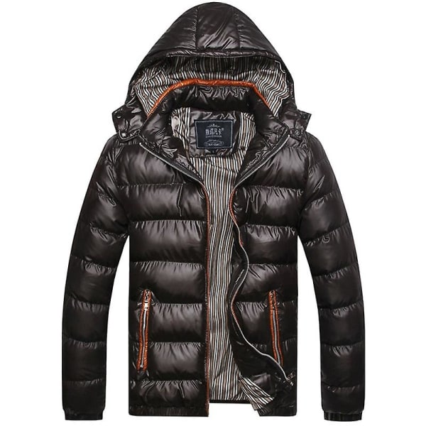 Men Puffer Bubble Coat Vintervärmare vadderad vadderad jacka ytterkläder Black 2XL