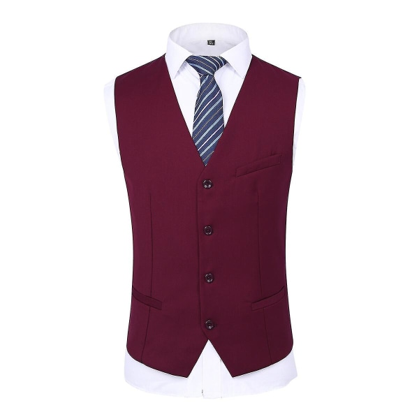 Herredragt til bryllupsfest Middag 3-delt Business Suit Blazer Vest Bukser 9 farver Red L