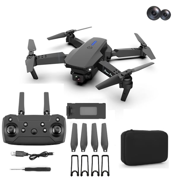 Drone med 1080P HD FPV-kamera Fjärrkontrollleksaker Presenter för pojkar Flickor med höjdhållning huvudlöst läge StarthastighetsjusteringNUO0247 Black