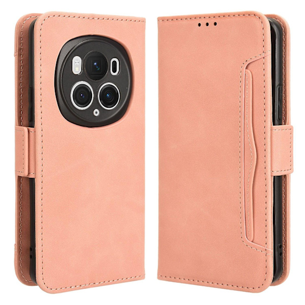 Lædercover til Honor Magic6 Pro 5G Case Stand Multiple Card Slots Case - Brun Pink Style E Honor Magic6 Pro 5G