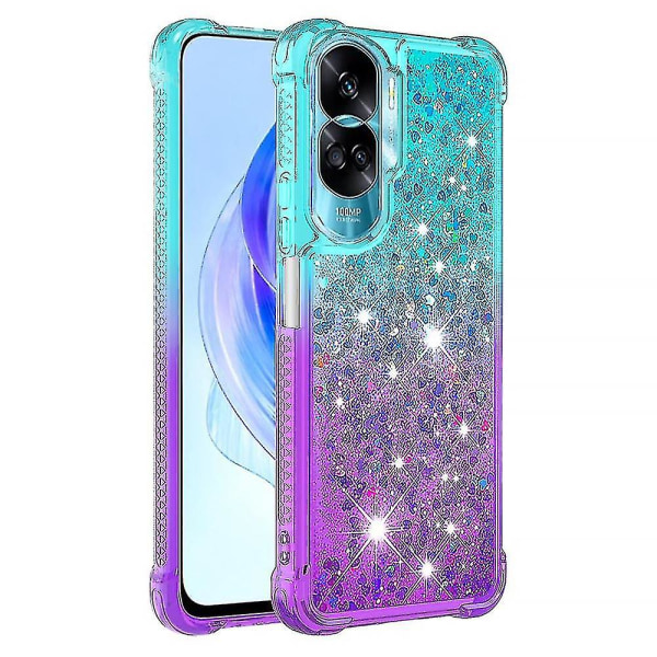 Gradient Stötsäkert cover för Honor 90 Lite 5g, Tpu Moving Glitter Phone case Sky Blue Purple