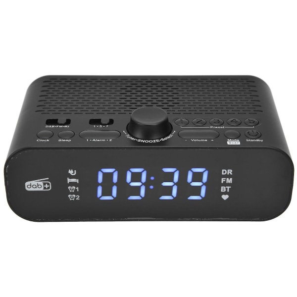 Digital väckarklockaradio med DAB FM, LED-skärm, justerbar ljusstyrka och basmembran för hemmabruk