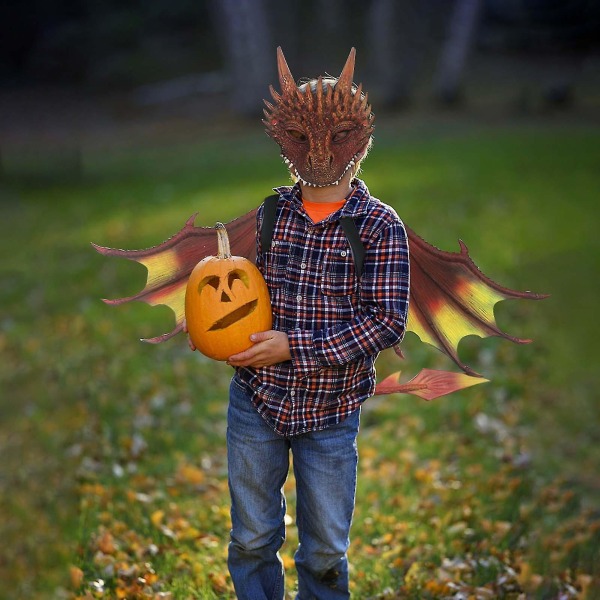 Halloween lasten pukeutuminen Dragon Mask ja Tail Set suorituskykyä rekvisiitta C