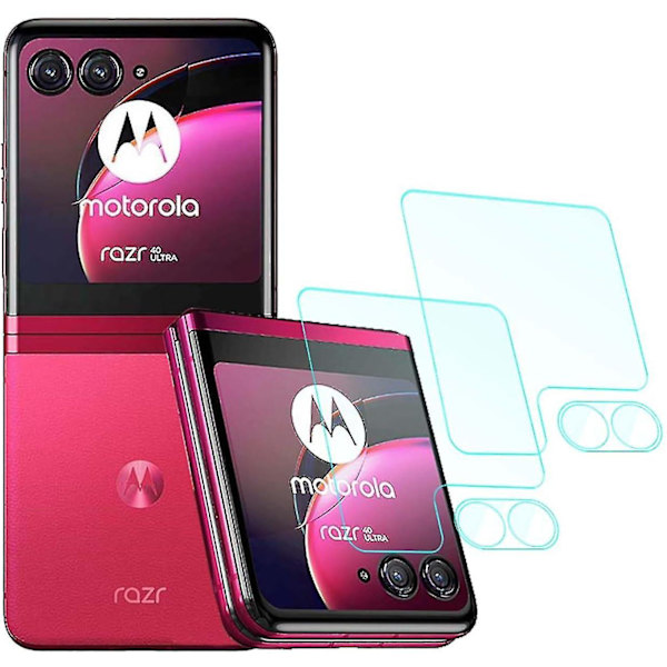 Set för Motorola Razr 40 Ultra Bakskärm och kameralins, baksida i härdat glas Hd anti-scratch Skydd Slim 2 set A