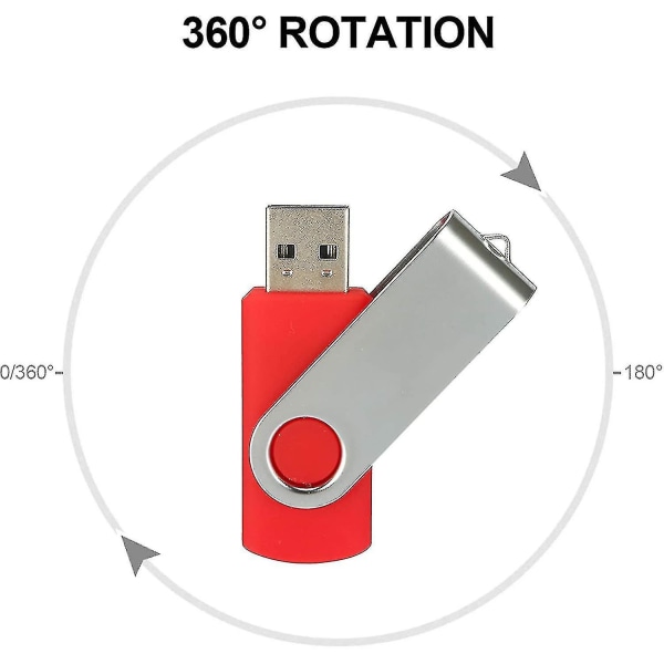 10-pack USB minnen USB 2.0 tumenhet Bulk-pack Snurrbar Memory Stick Vik lagring Jump Drive Zip Drive 10 Pack Red 16GB