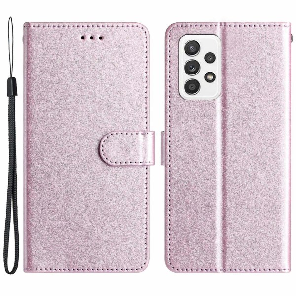 För Samsung Galaxy A33 5G PU Läder Telefon Plånboksställ Cover Silk Texture Flip Case med handrem Light purple Style E Samsung Galaxy A33 5G